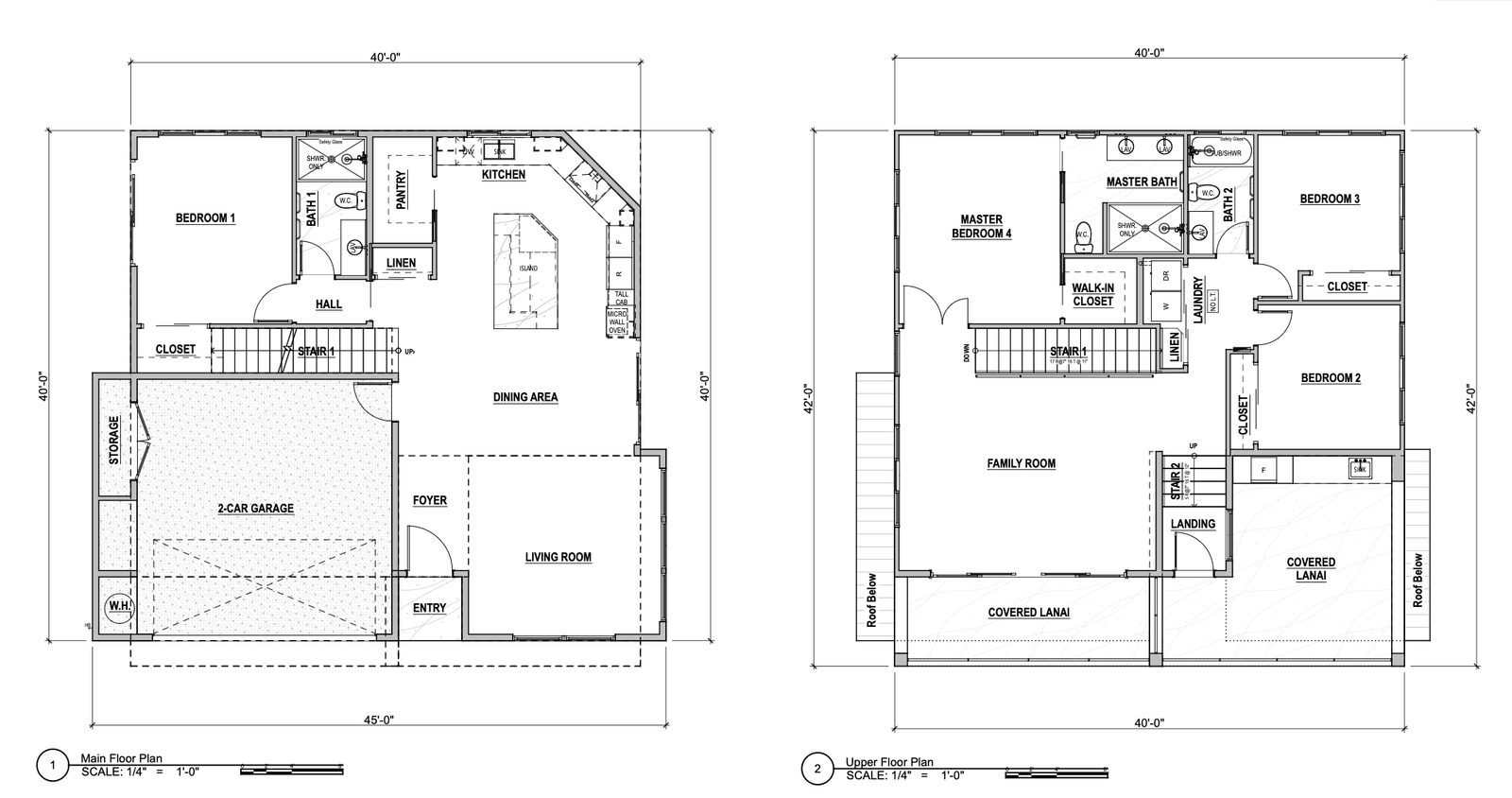 Residence 02 floor plans, main and upper level