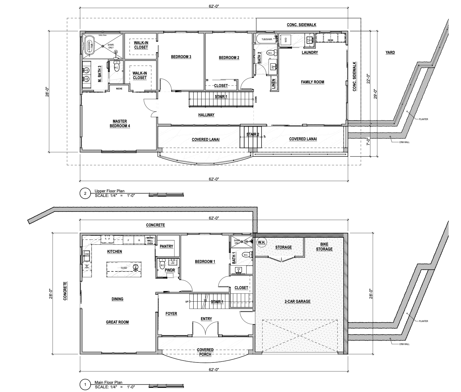 Residence 03 floor plans, main and upper level